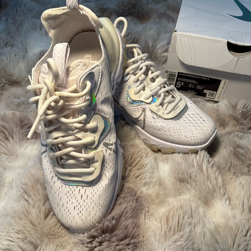 Nike White and Silver Athletic Shoes